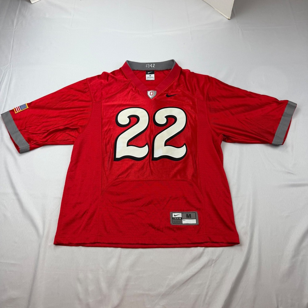 Nike Football Jersey Mens Medium Red Ohio State Buckeyes #22 1942 Pro Combat